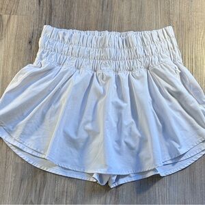 White Elastic Waist Skort with liner